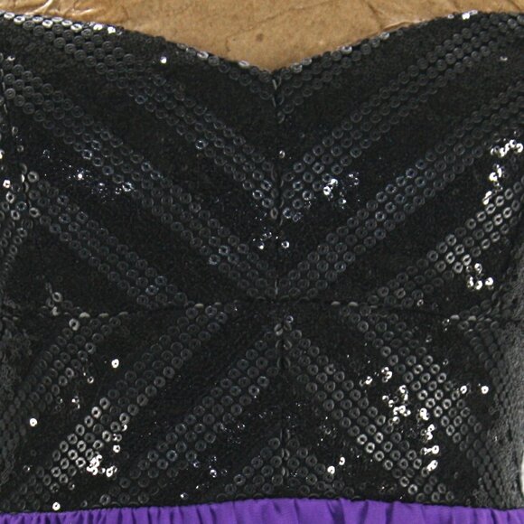 WINDSOR Dress Strapless Sequin Bustier Black Sheer High Low Purple Small - Picture 5 of 13